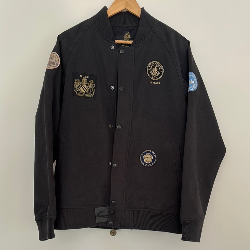 Manchester City 125 Years Black Embroidered Men's Bomber Jacket